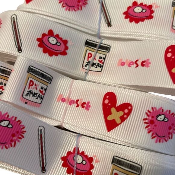 Grosgrain printed Ribbon 7/8” NEW 5 yards Lovesick love sick Valentine’s Day - Picture 3 of 4